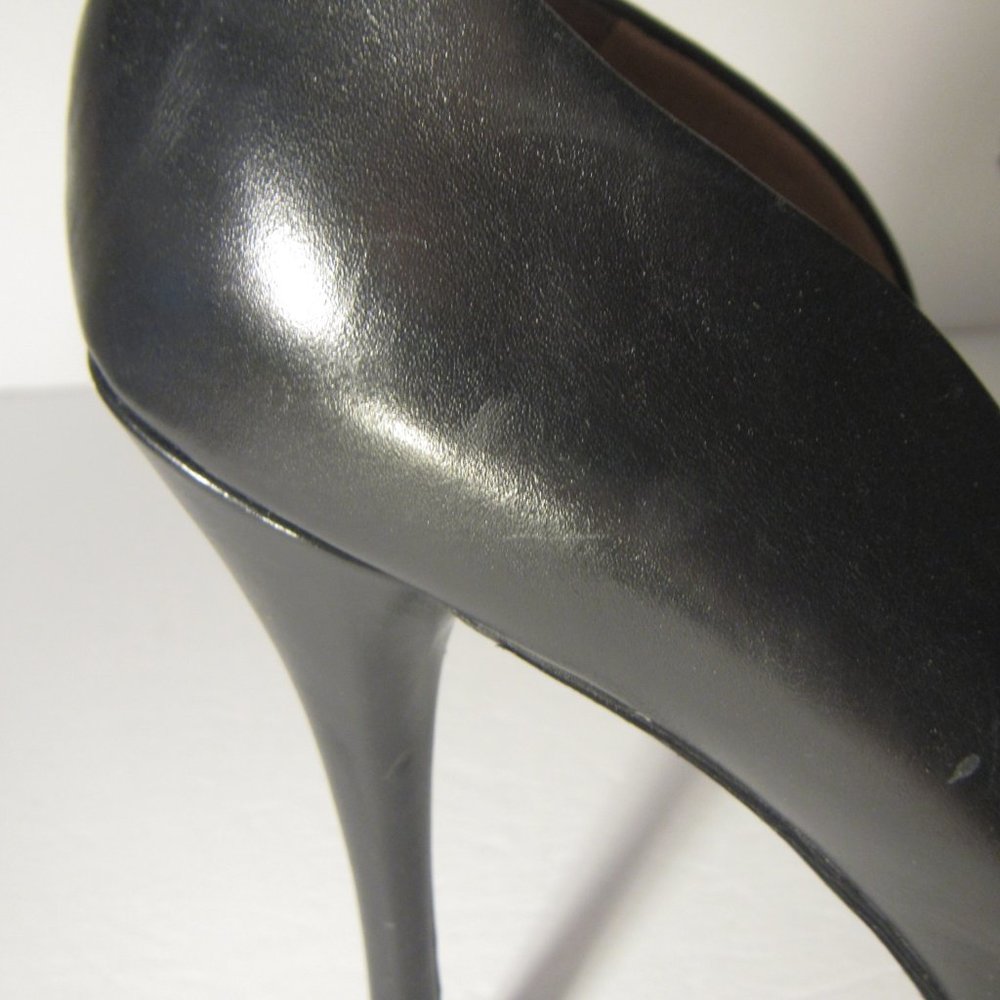 5|48 Saks Of Fifth PL-Margot Black Leather Peeptoe Open Toe Pumps Size 9/39 - Picture 12 of 12